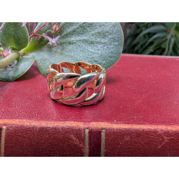 Vintage Cuban Link  Ring, Gold Chain Band Ring - Picture 4 of 10